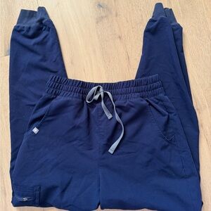 Figs navy blue cinched waist joggers